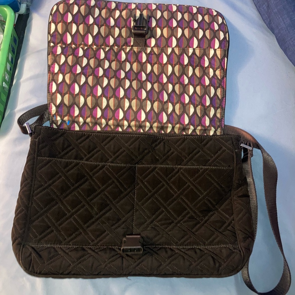Vera Bradley Quilted Brown Messenger Bag - Picture 5 of 14